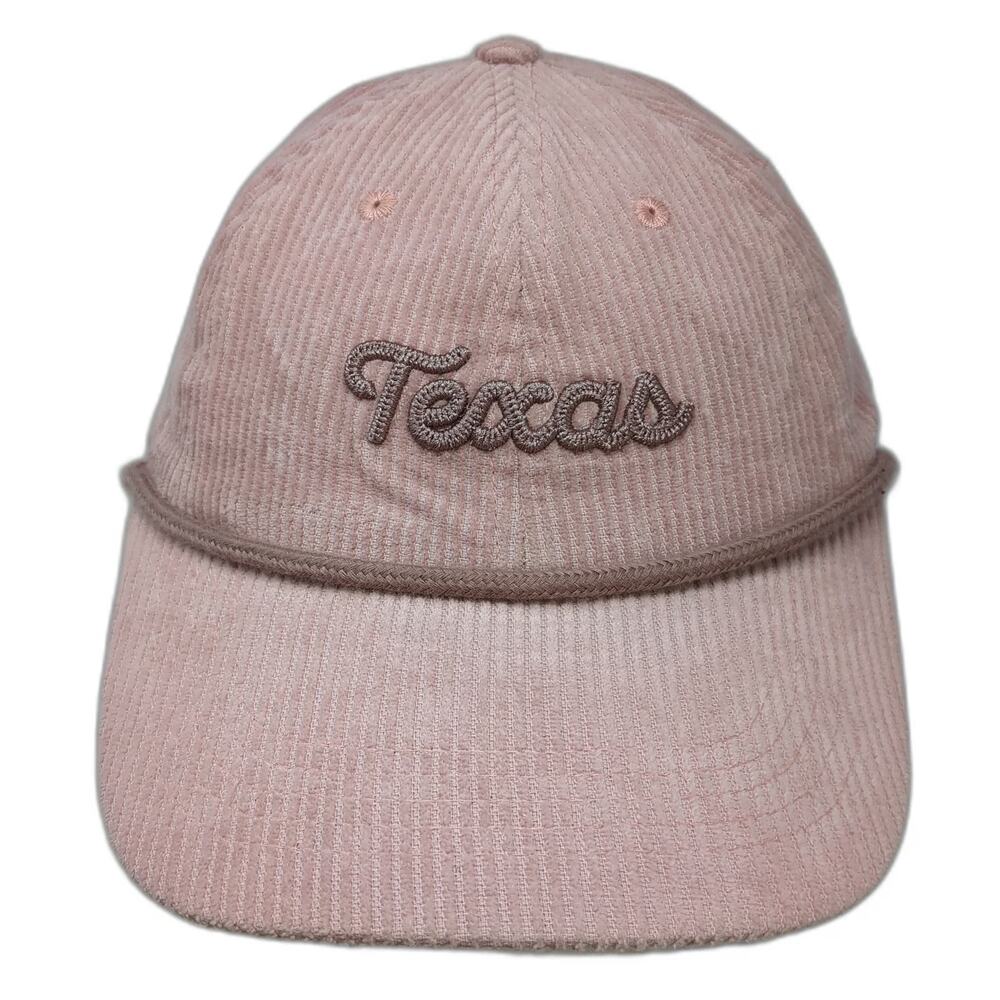 Home Free Baseball Cap Pink One Size Texas Corduroy Rope Hat Script Slideback